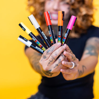 8 Posca Paint Markers, 3M Fine Posca Markers with Reversible Tips, Posca Marker Set of Acrylic Paint Pens | Posca Pens for Art Supplies, Fabric Paint, Fabric Markers, Paint Pen, Art Markers