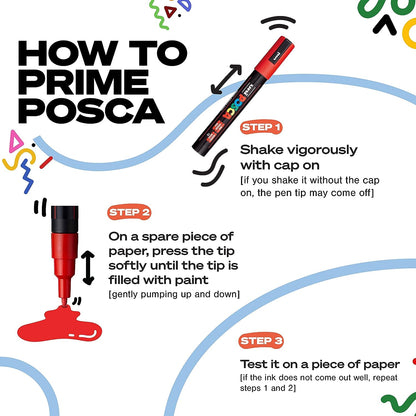 15 Posca Paint Markers, 5M Medium Posca Markers with Reversible Tips, Posca Marker Set of Acrylic Paint Pens | Posca Pens for Art Supplies, Fabric Paint, Fabric Markers, Paint Pen, Art Markers