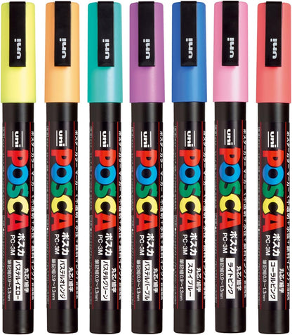 Uni Posca Paint Marker Pen, Fine Point, Set of 7 Natural Color (PC-3M 7C)