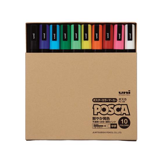 Posca Paint Marker Pen Medium Point (PC-5M) 10 Colors Set Japan Import