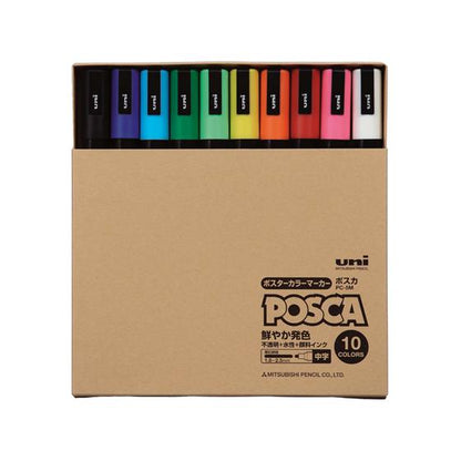 Posca Paint Marker Pen Medium Point (PC-5M) 10 Colors Set Japan Import
